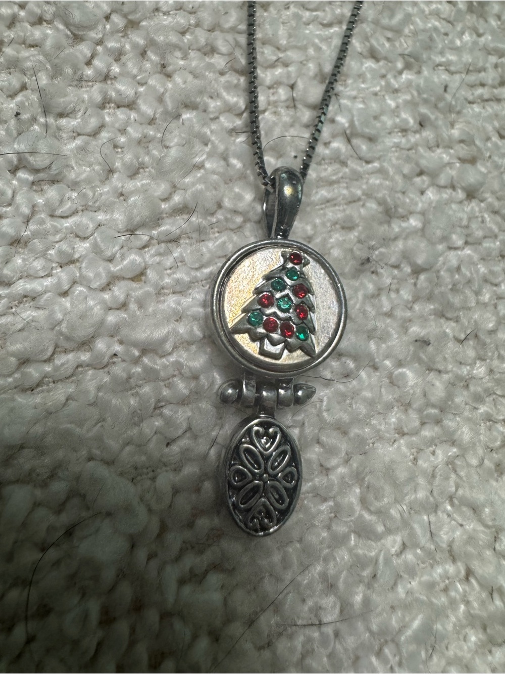 Silver Christmas Tree Pendant Necklace - Sterling silver chain - Picture 2 of 3